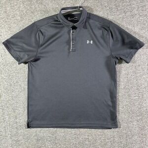Under Armour Polo Shirt Men's Large Black  HeatGear Loose Fit Performance Golf